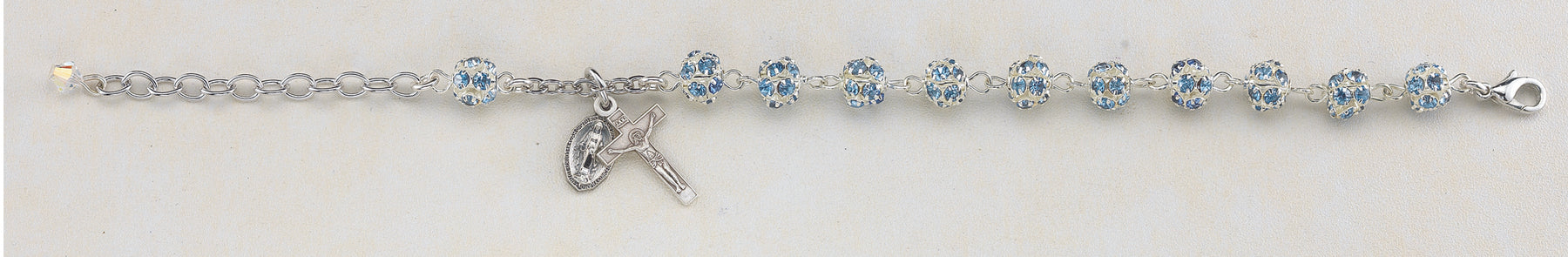 Light Sapphire Crystal Rosary Bracelet