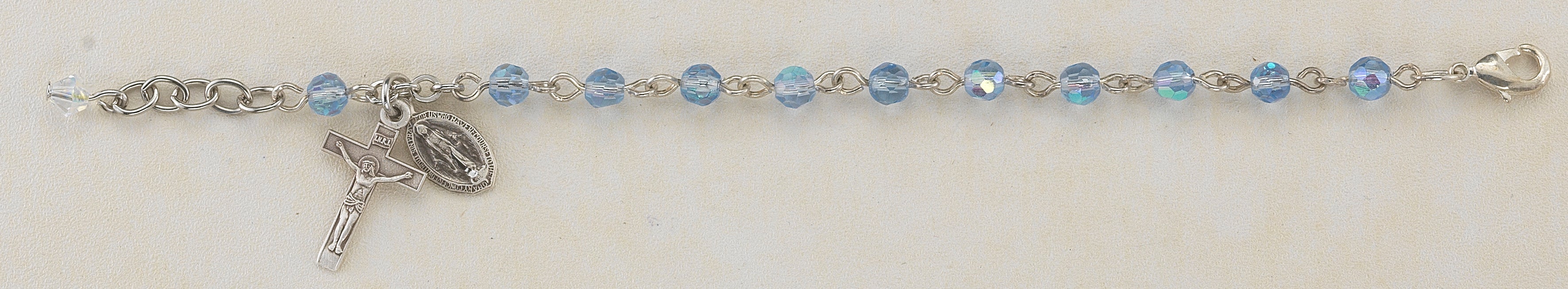 Tin Cut Light Sapphire Rosary Bracelet