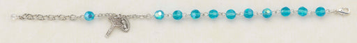 Tin Cut Aqua Rosary Bracelet