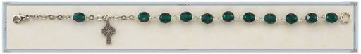 Green Crystal Celtic Rosary Bracelet