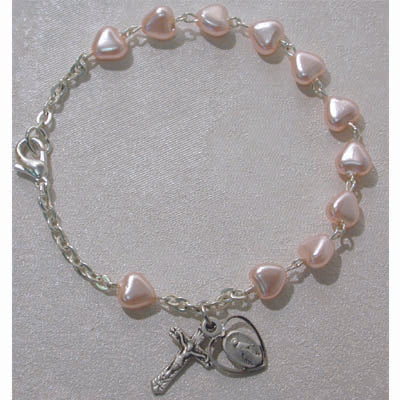 6 1/2-inch Pink Heart Bracelet
