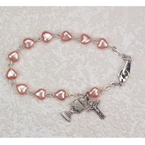 6 1/2-inch Pink Heart Bracelet