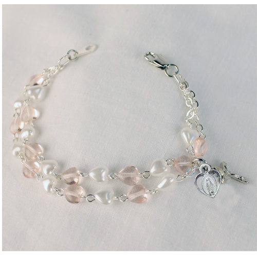 6 1/2-inch Pink and White Bracelet