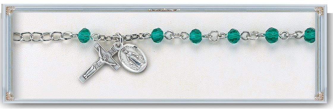 5mm Emerald Rosary Bracelet