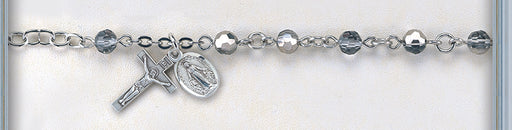 5mm Metallic Silver Rosary Bracelet