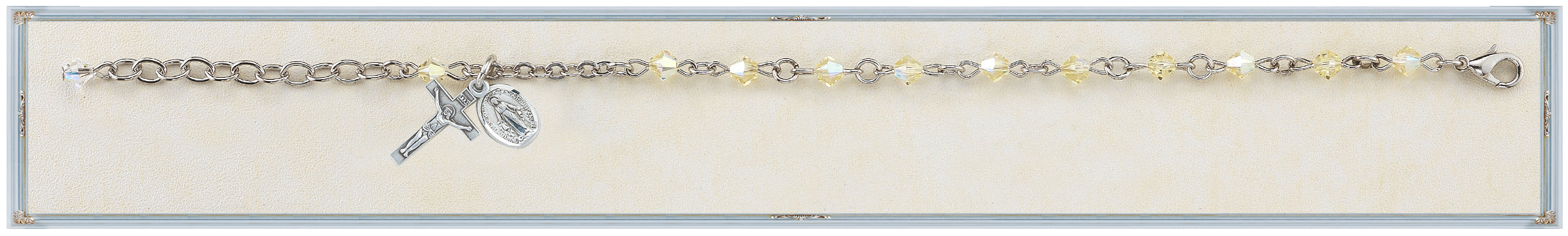 4mm Jonquil Swarovski Crystal Rondell Rosary Bracelet