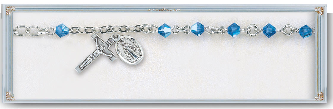 4mm Tanzanite Swarovski Crystal Rondell Rosary Bracelet