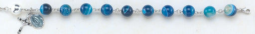 Striped Blue Agate Rosary Bracelet