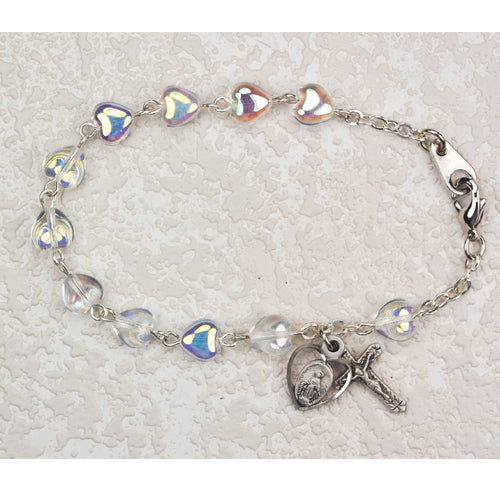 Sterling Silver 6 1/2-inch Crystal Heart Bracel