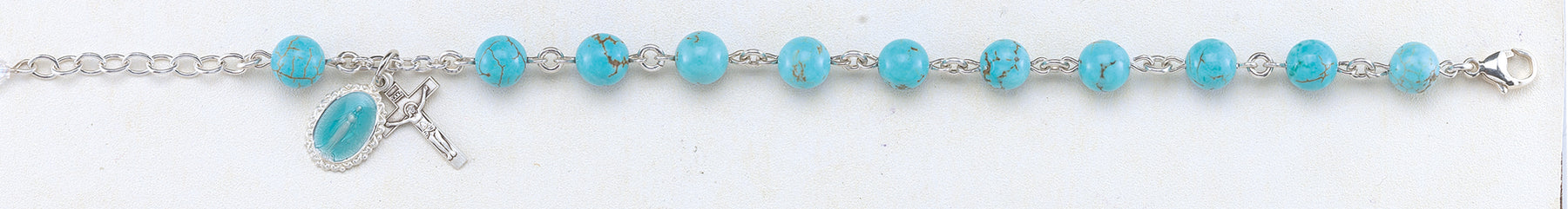8mm Genuine Turquoise Rosary Bracelet
