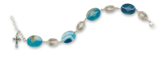 Faceted Blue Agate Stone Rosary Bracelet