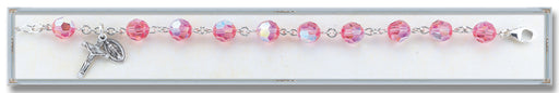 Round Faceted Pink Swarovski Crystal Bracelet