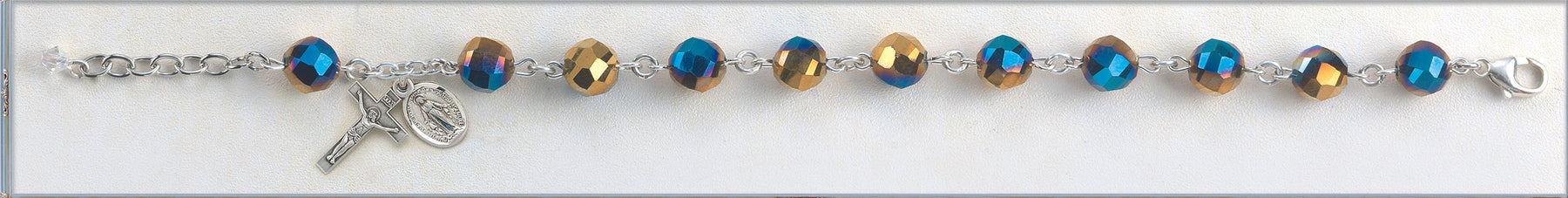 Metallic Gold Tin Cut Crystal Bead and Bracelet