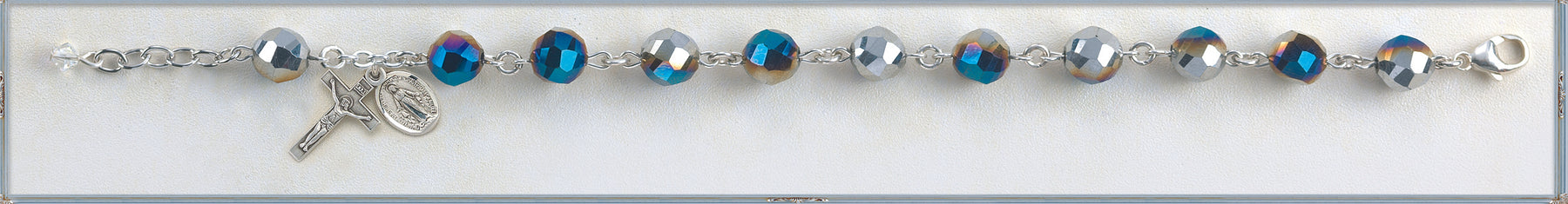 Metallic Silver Tin Cut Crystal Bracelet