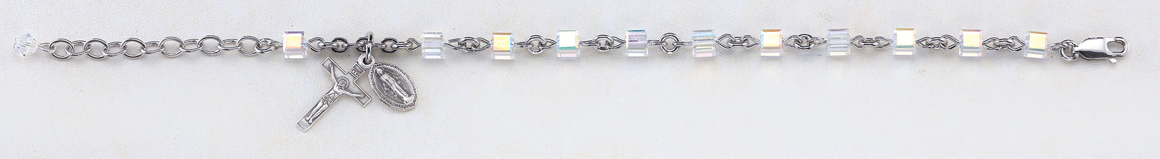 4mm Crystal Swarovski Cube Rosary Bracelet