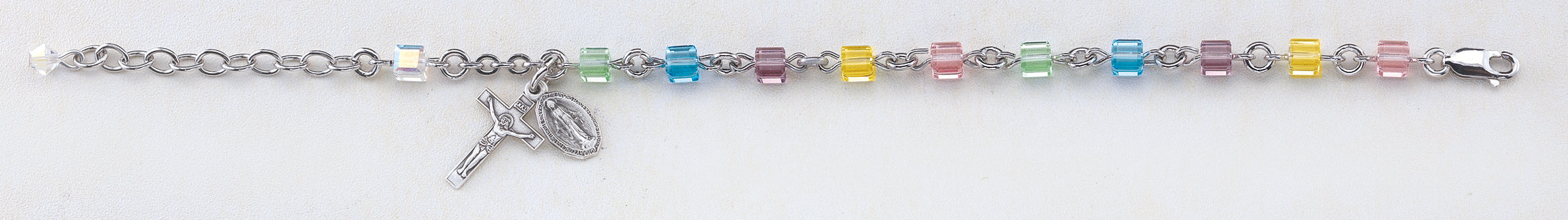 Multi Color Swarovski Crystal Cube Bracelet