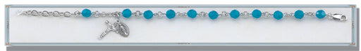 Coral Blue Round Faceted Swarovski Crystal Bracelet