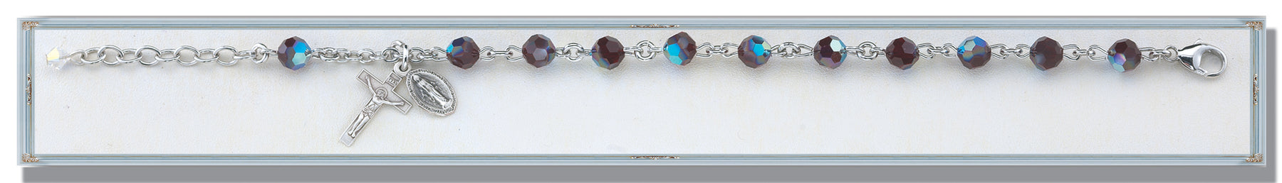 Garnet Round Faceted Swarovski Crystal Bracelet