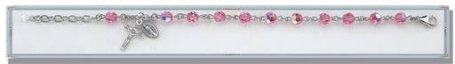 Pink Round Faceted Swarovski Crystal Bracelet