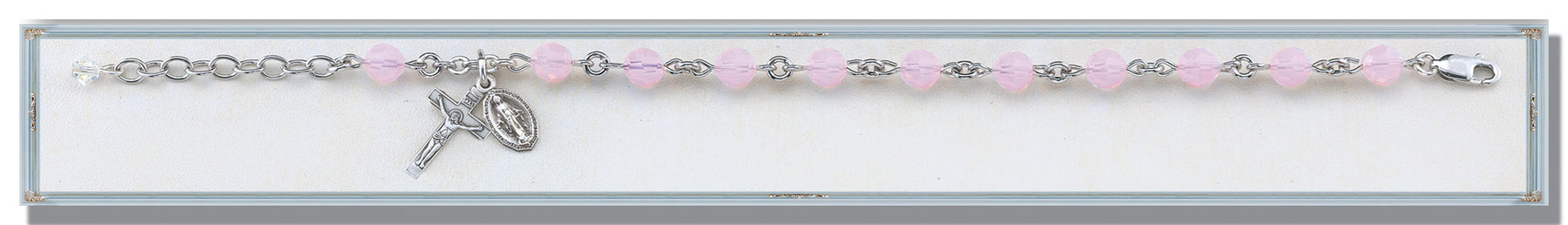 Rose Opal Round Faceted Swarovski Crystal Bracelet