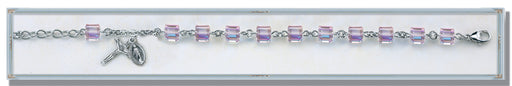 Light Amethyst Swarovski Crystal Faceted Cube Bracelet
