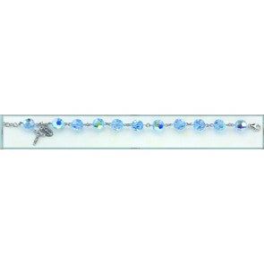 10mm Round Faceted Light Sapphire Swarovksi Crystal Bead Bracelet