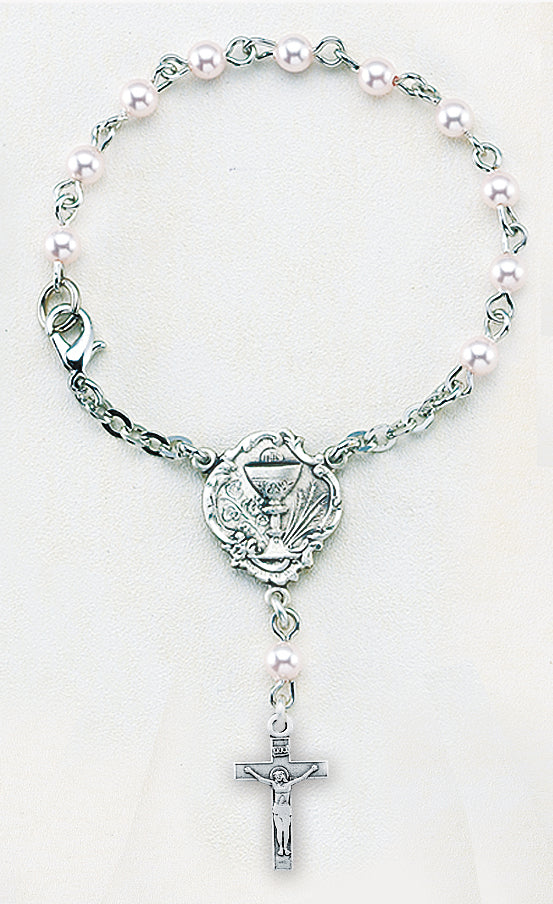 4mm Pink Swarovski Pearl Communion Bracelet