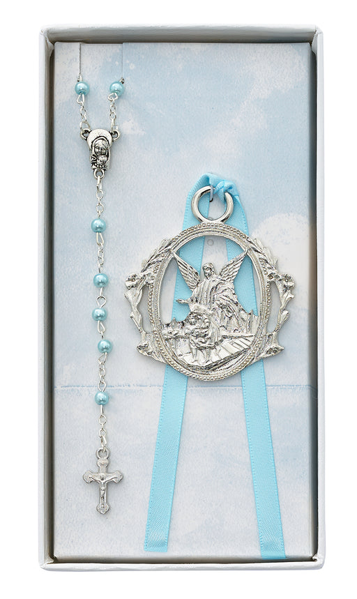 Blue Rosary and Crib Medal