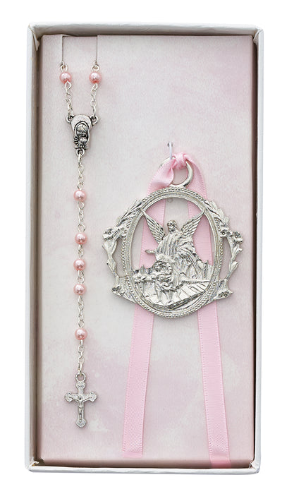 Pink Rosary and Crib Medal