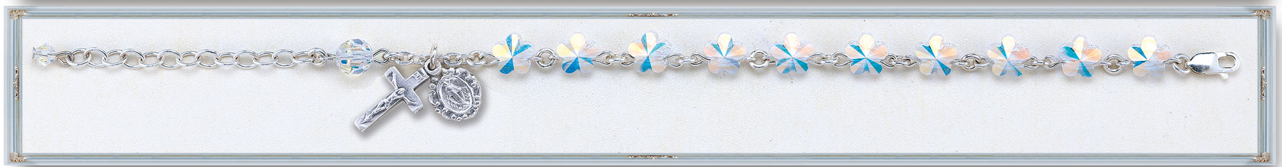 8mm Swarovski Crystal Flower Rosary Bracelet