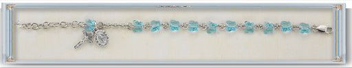 6mm Aqua Swarovski Butterfly Rosary Bracelet