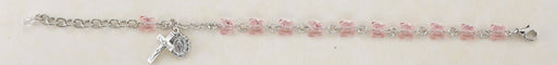 6mm Light Rose Swarovski Butterfly Rosary Bracelet