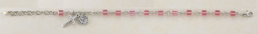4mm Light Rose Swarovski Cube Rosary Bracelet