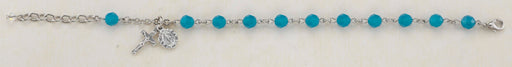 6mm Coral Blue Swarovksi Crystal Rosary Bracelet