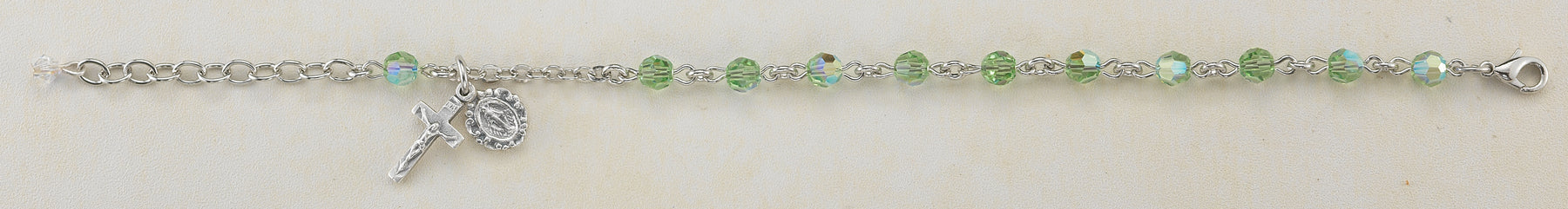 6mm Chrysolite Swarovksi Crystal Rosary Bracelet