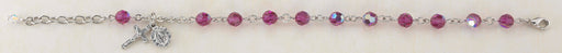 6mm Fuschia Swarovksi Crystal Rosary Bracelet