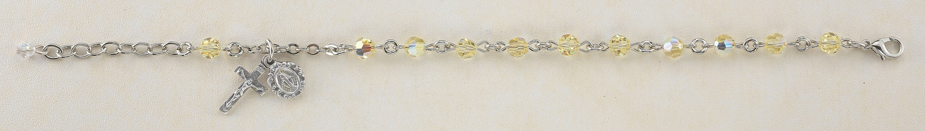 6mm Jonquil Swarovksi Crystal Rosary Bracelet