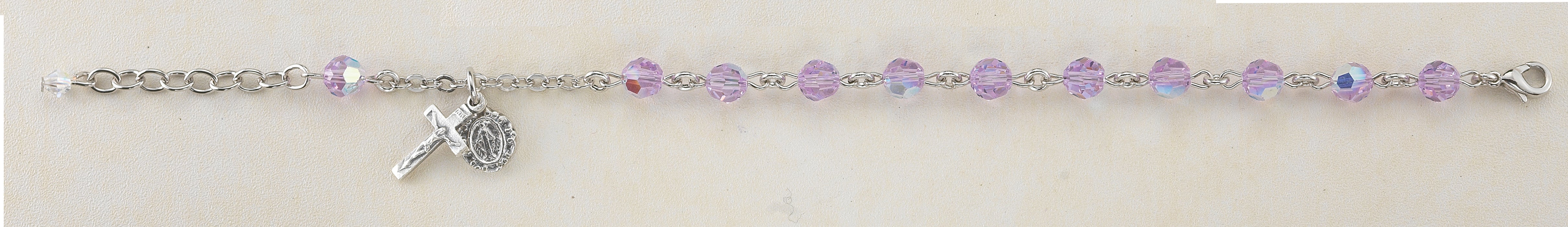 6mm Light Amethyst Swarovksi Crystal Rosary Bracelet