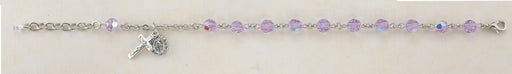 6mm Light Amethyst Swarovksi Crystal Rosary Bracelet