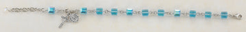 6mm Aqua Swarovski Crystal Cube Rosary Bracelet