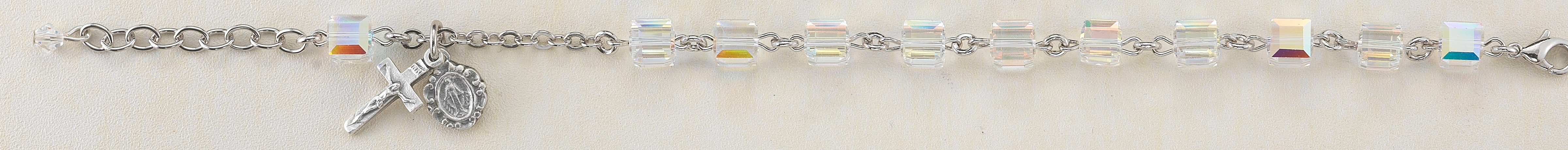 6mm Swarovski Crystal Cube Rosary Bracelet