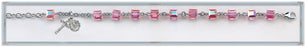 6mm Pink Swarovski Crystal Cube Rosary Bracelet