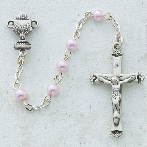 RF 5MM Pink Pearl Communion Rosary