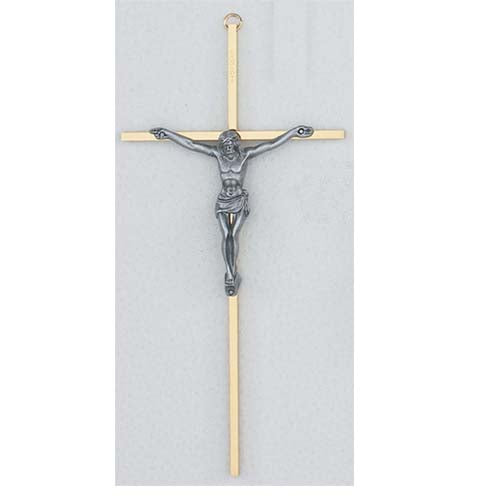 10-inch Sterling Silver Crucifix with Sil Corpu