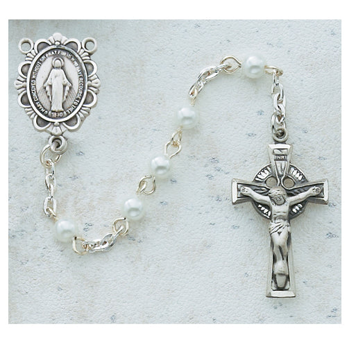 4MM Pearl Celtic Rosary