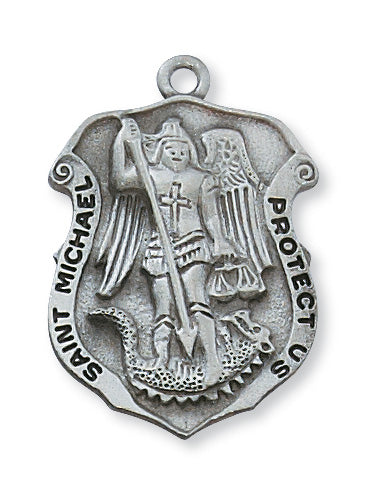 Pewter Saint Michael Medal Necklace Set