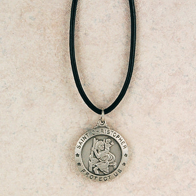 Pewter Saint Christopher Medal Necklace Set