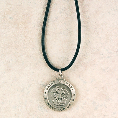 Pewter Saint Michael Medal With 24-inch Cord