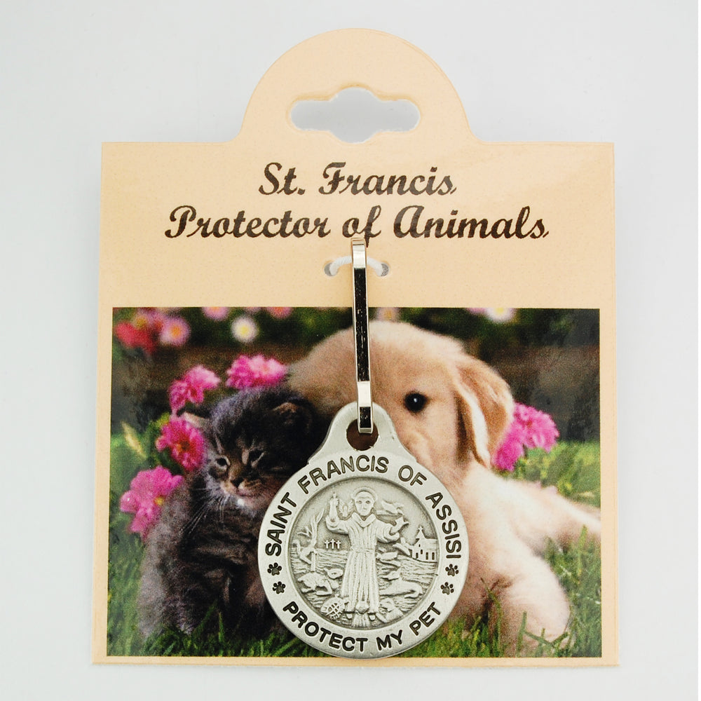 Pewter Saint Francis Protect My Pet Medal