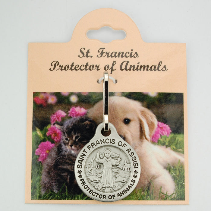 Pewter Saint Francis Protector Of Animals Medal Tag